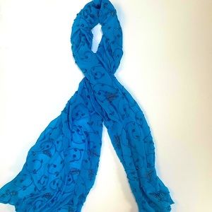 Beautiful Hand Beaded Blue Scarf